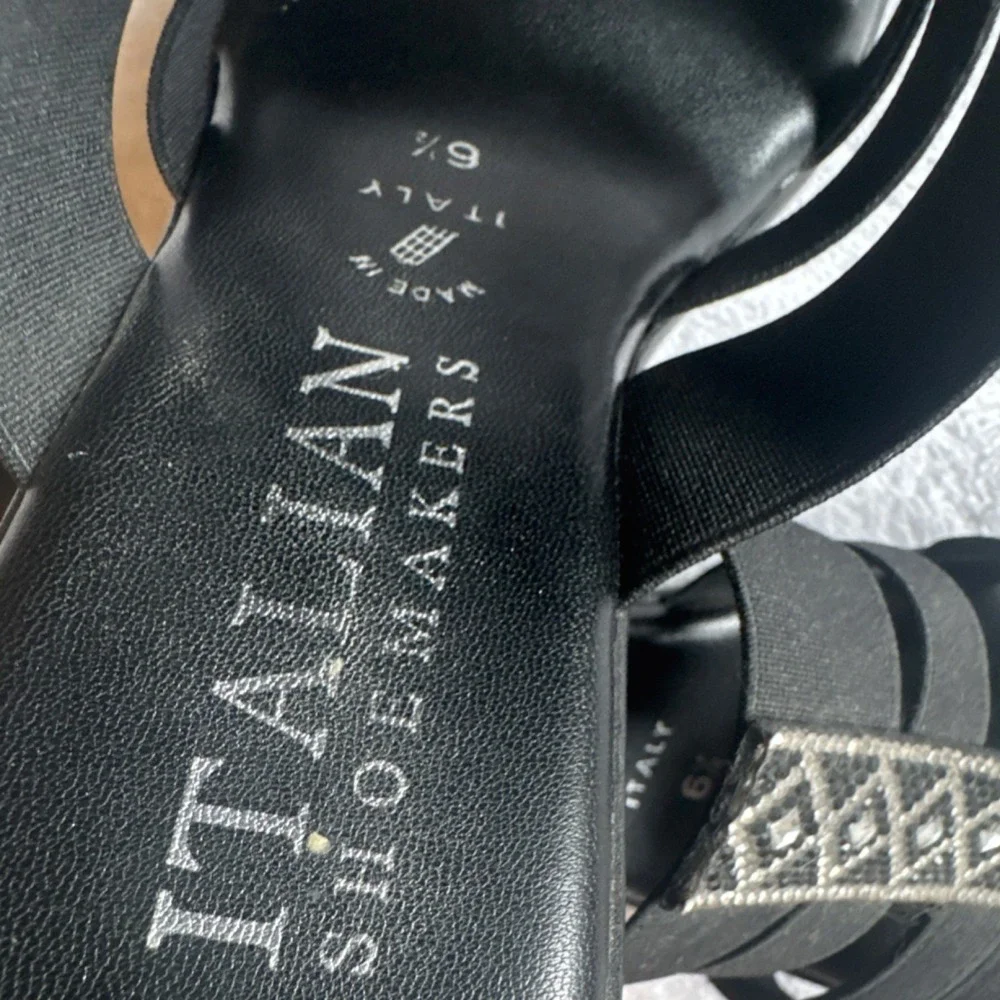 Italian Shoemakers‎ Black Beaded Strappy Wedge Sandals Women's Size 6.5